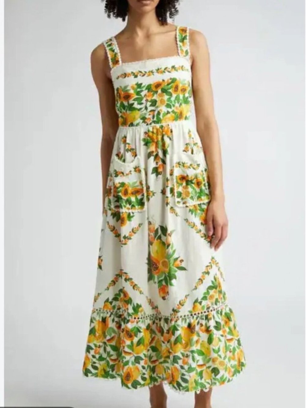 Farm Rio Papaya Salad Linen blend maxi dress size XL